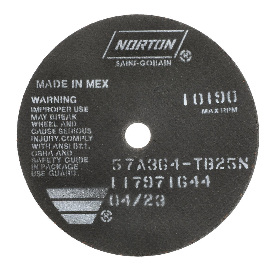 Norton 6 x 1/16 x 5/8 in B25N Type 41 Reinforced Cut-Off Wheel AO 36 Grit T B25N, 25-Pack