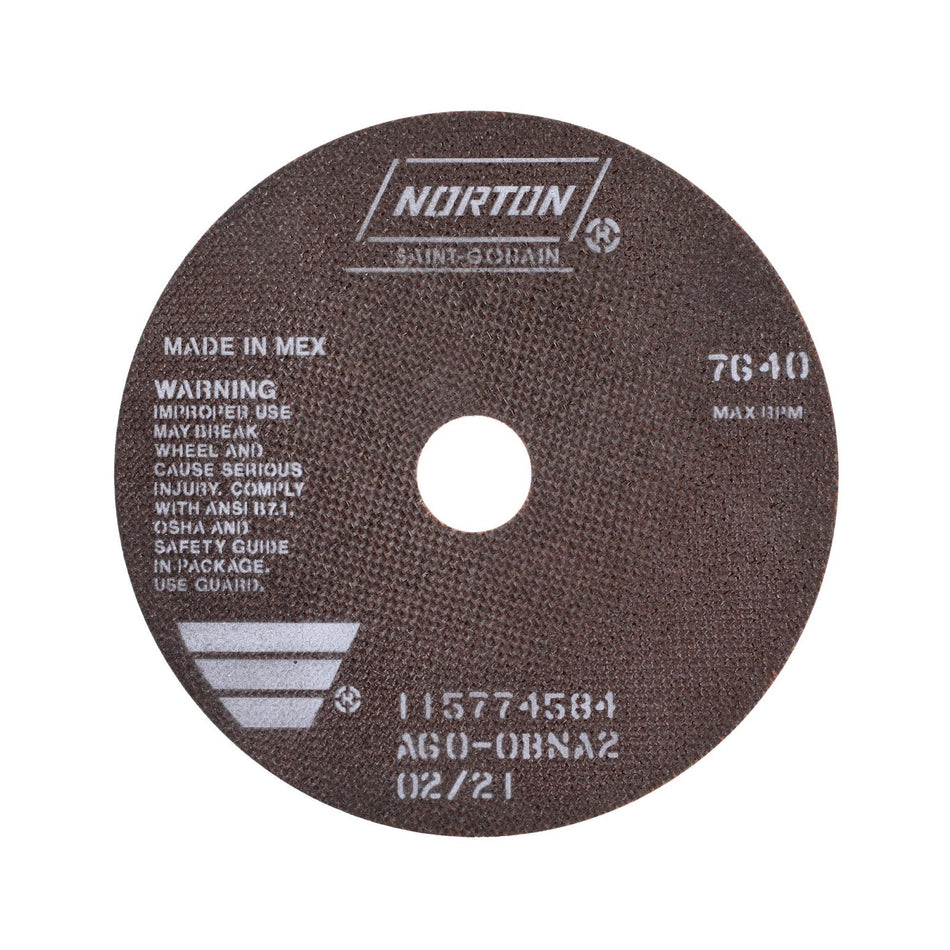 Norton 8 x 0.06 x 1-1/4 in OBNA2 Type 41 Reinforced Cut-Off Wheel AO 60 Grit O BNA2, 25-Pack