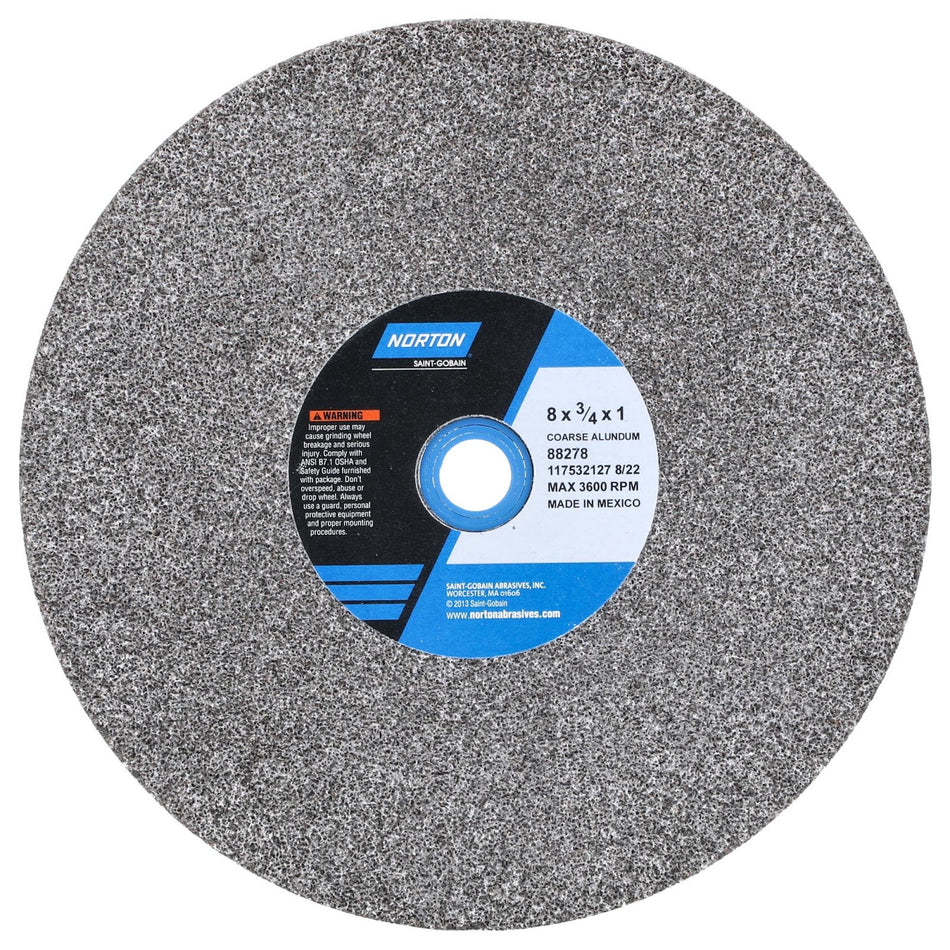 Norton 8 x 3/4 x 1 in Gemini Bench Straight Wheel 01 57A 36 P VBE