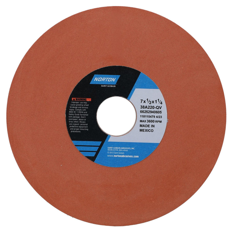 Norton 7 x 1/2 x 1-1/4 in Type 01 Toolroom Wheel 38A 220 Q V