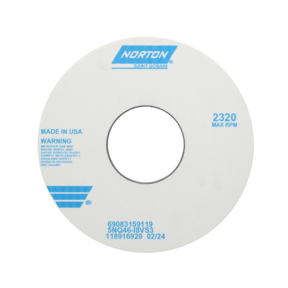 Norton 14 x 1-1/2 x 5 in Quantum Type 01 Toolroom Wheel 5NQ 46 I V35
