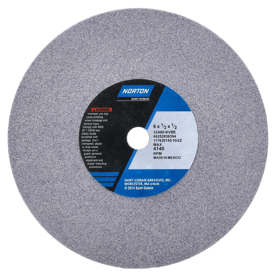 Norton 6 x 1/2 x 1/2 in Type 01 Toolroom Wheel 32A 60 K VBE