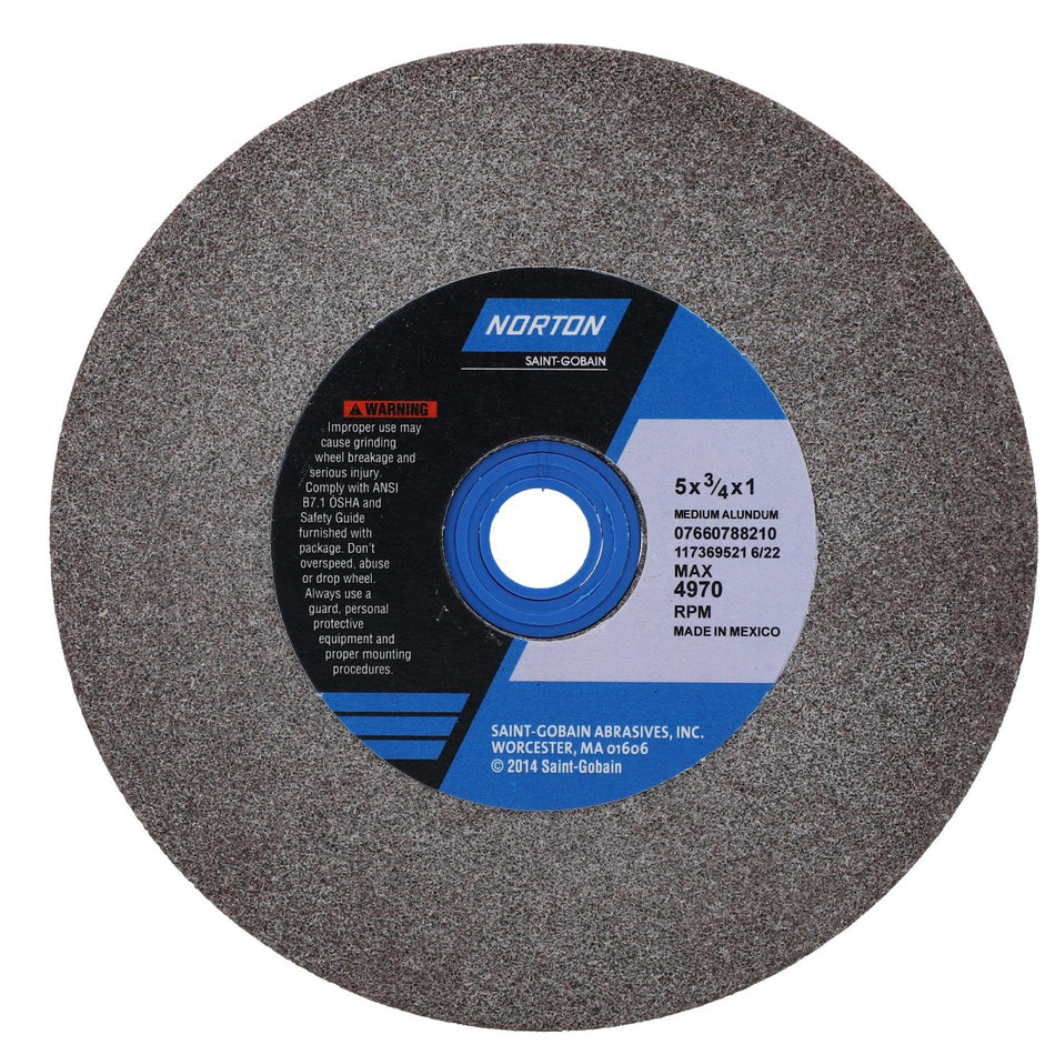 Norton 5 x 3/4 x 1 in Gemini Bench Straight Wheel 01 57A 60 N VBE