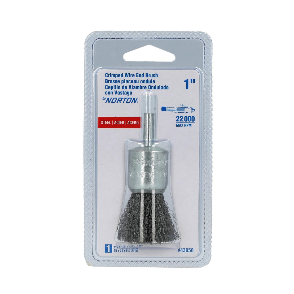 Norton 1 x 0.008 x 1/4 in Shank Mounted End Brush, 20-Pack