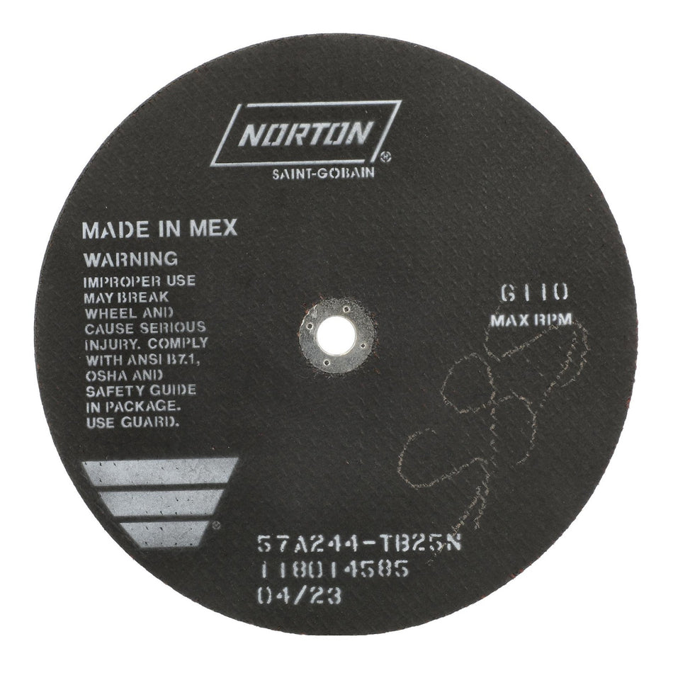 Norton 10 x 1/8 x 5/8 in B25N Type 41 Reinforced Cut-Off Wheel AO 24 Grit T B25N, 25-Pack