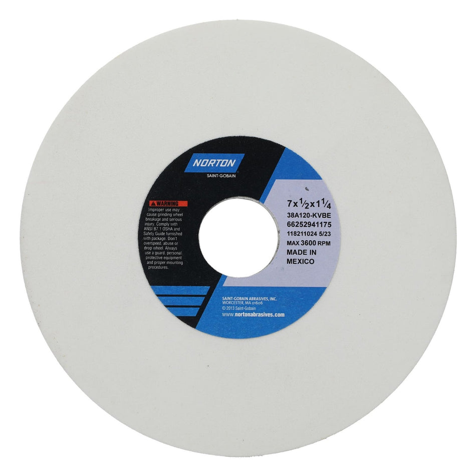 Norton 7 x 1/2 x 1-1/4 in Type 01 Toolroom Wheel 38A 120 K VBE
