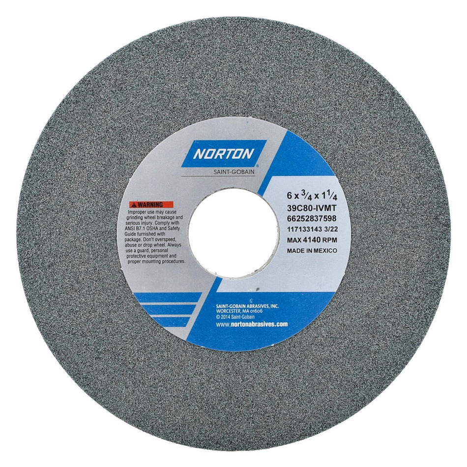 Norton 6 x 3/4 x 1-1/4 in Type 01 Toolroom Wheel 39C 80 J VMT