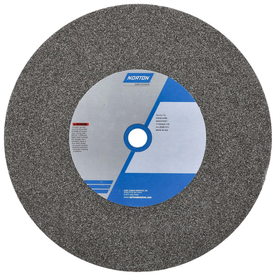 Norton 14 x 3 x 1-1/2 in Bench Straight Wheel 01 57A 36 O VBE