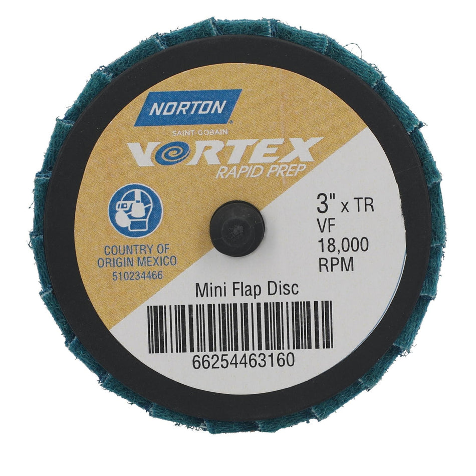 Norton 3 in Fiberglass Non-Woven Flat Flap Disc TR (Type III) Aluminum Oxide, 10-Pack