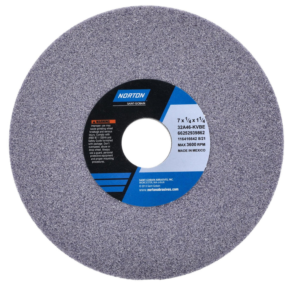 Norton 7 x 1/4 x 1-1/4 in Type 01 Toolroom Wheel 32A 46 K VBE