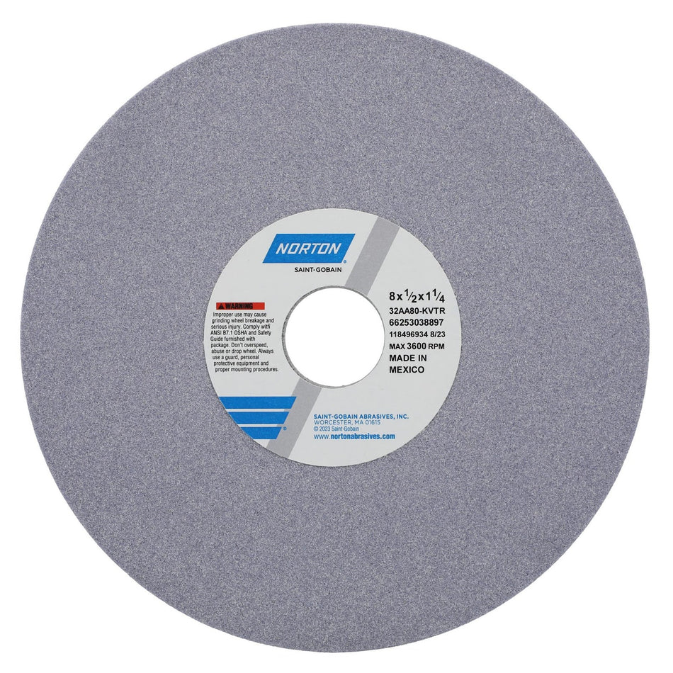 Norton 8 x 1/2 x 1-1/4 in Type 01 Toolroom Wheel 32AA 80 K VTR