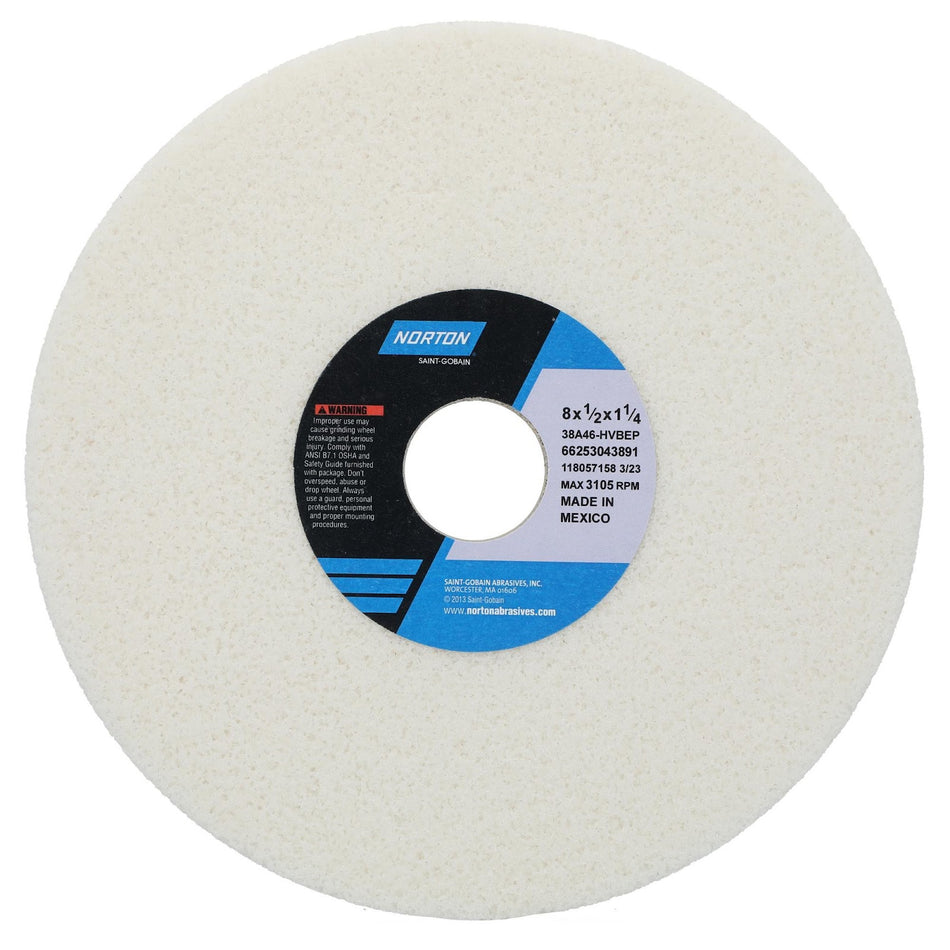 Norton 8 x 1/2 x 1-1/4 in Type 01 Toolroom Wheel 38A 46 H VBEP