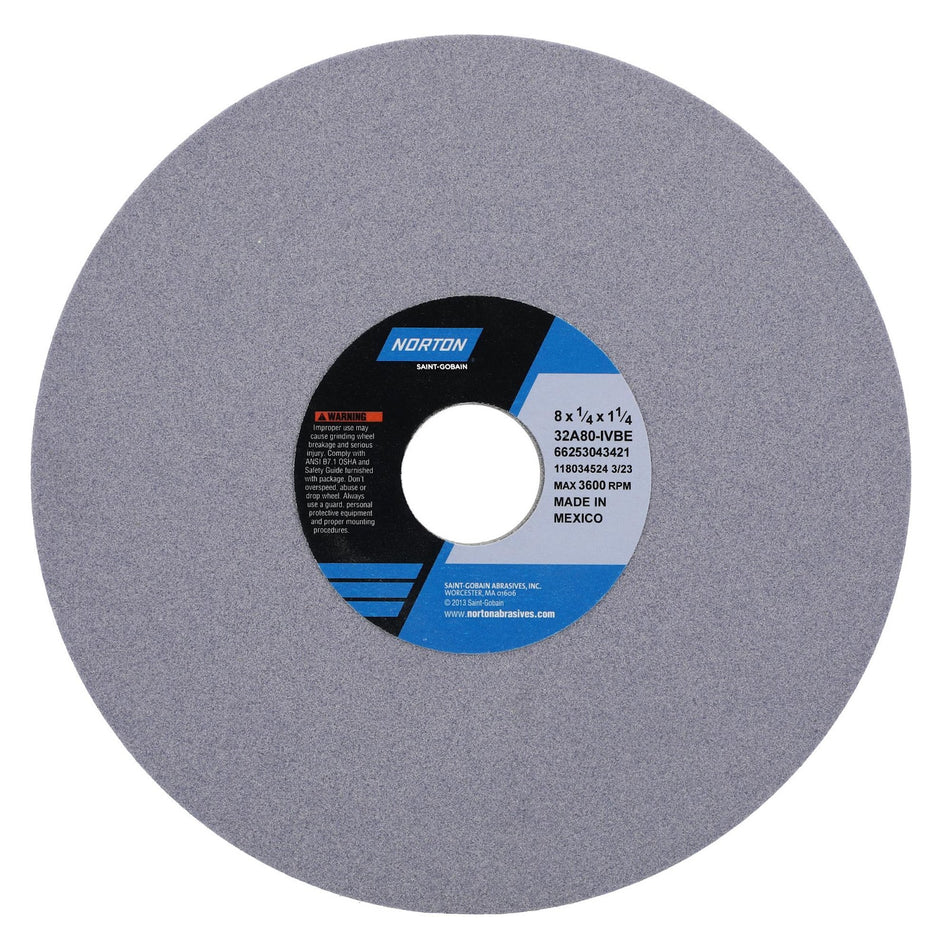Norton 8 x 1/4 x 1-1/4 in Type 01 Toolroom Wheel 32A 80 I VBE