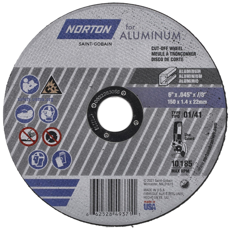 Norton 6 x 0.045 in Type 41 Cut-Off Wheel AO 36 Grit Q, 25-Pack