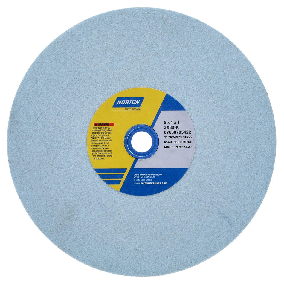 Norton 8 x 1 x 1 in Premium Blue Bench Straight Wheel 01 3SG 80 K VS
