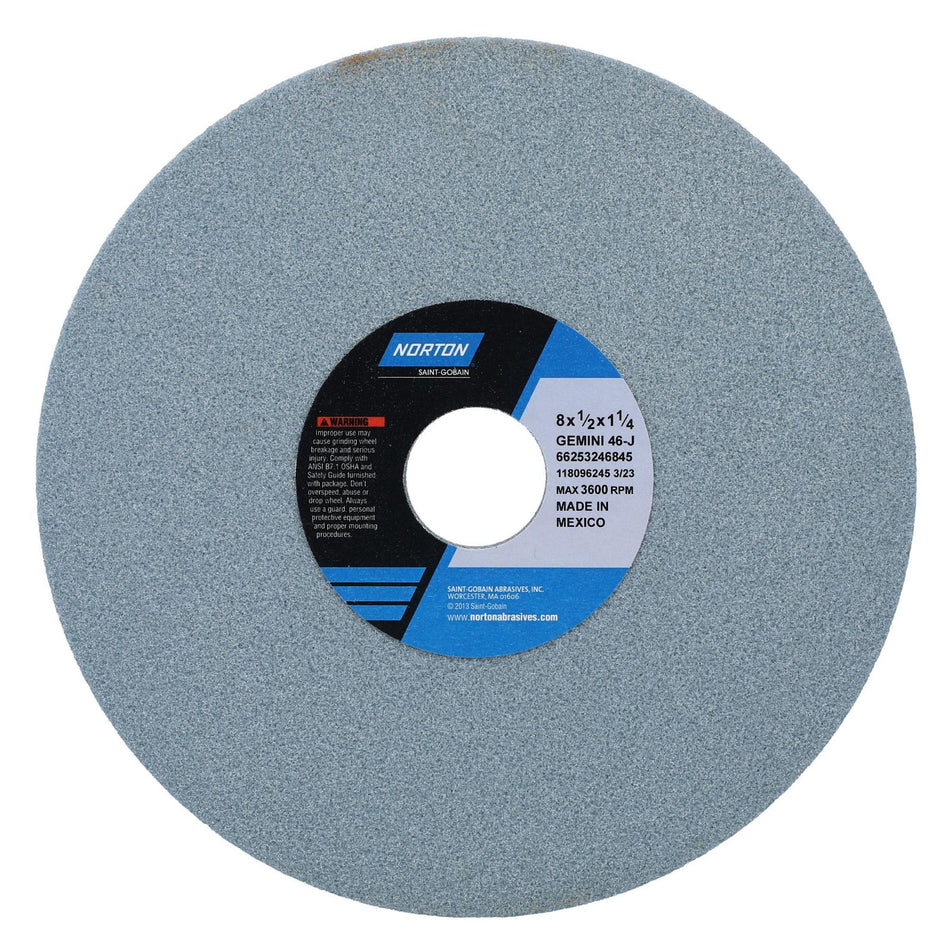 Norton 8 x 1/2 x 1-1/4 in Gemini Type 01 Toolroom Wheel 38AB 46 J VS, 10-Pack