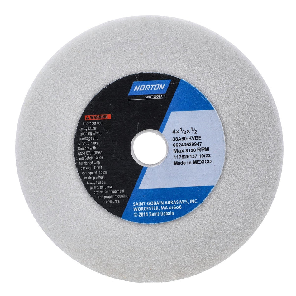 Norton 4 x 1/2 x 1/2 in Type 01 Toolroom Wheel 38A 60 K VBE
