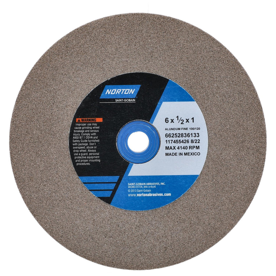 Norton 6 x 1/2 x 1 in Gemini Bench Straight Wheel 01 57A 100 K VBE