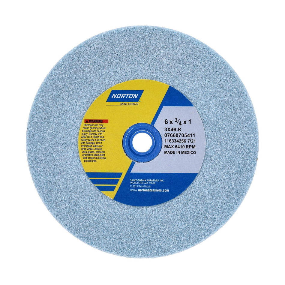 Norton 6 x 3/4 x 1 in Premium Blue Bench Straight Wheel 01 3SG 46 K VS