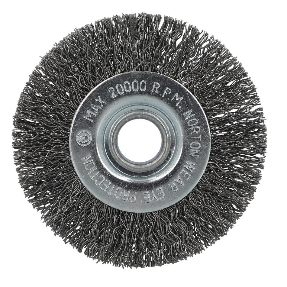 Norton 3 x 0.014 x 1/2 in Mini Wheel Brush, 12-Pack