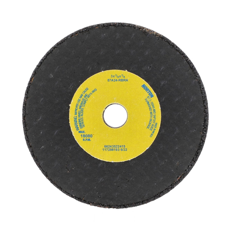 Norton 3 x 3/8 x 3/8 in Gemini Type 01 Portable Snagging Wheel 57A 24 R BRA, 10-Pack