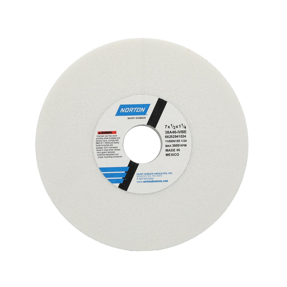 Norton 7 x 1/2 x 1-1/4 in Type 01 Toolroom Wheel 38A 46 I VBE