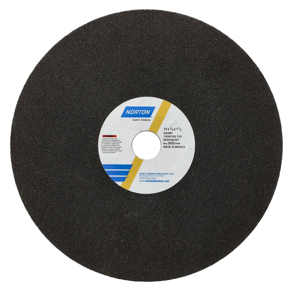 Norton 12 x 3/4 x 1-1/4 in NorZon Type 01 Sawgumming Wheel ZA 36 N B7, 5-Pack