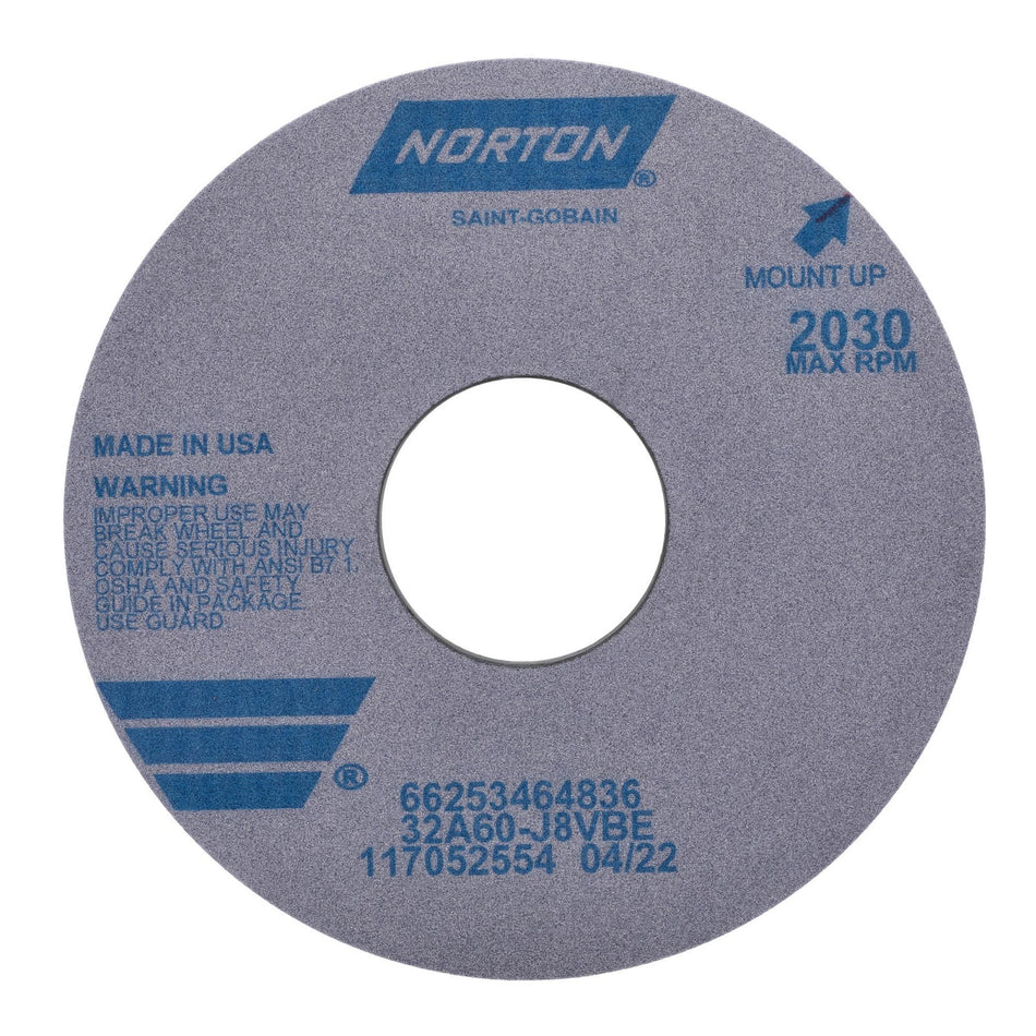 Norton 16 x 1 x 5 in Type 01 Cylindrical Grinding Wheel AO 60 J VBE