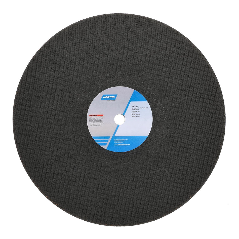 Norton 20 x 5/32 x 1 in NorZon Type 41 Reinforced Cut-Off Wheel ZA 24 Grit V B65N, 10-Pack