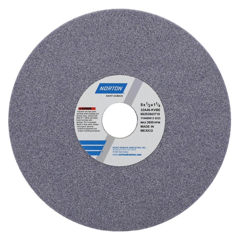 Norton 8 x 1/2 x 1-1/4 in Type 01 Toolroom Wheel 32A 46 K VBE