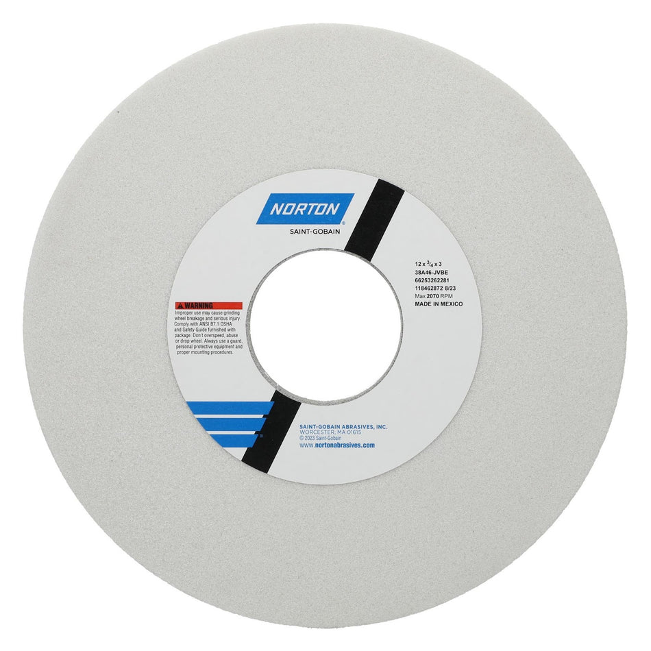 Norton 12 x 3/4 x 3 in Type 01 Toolroom Wheel 38A 46 J VBE