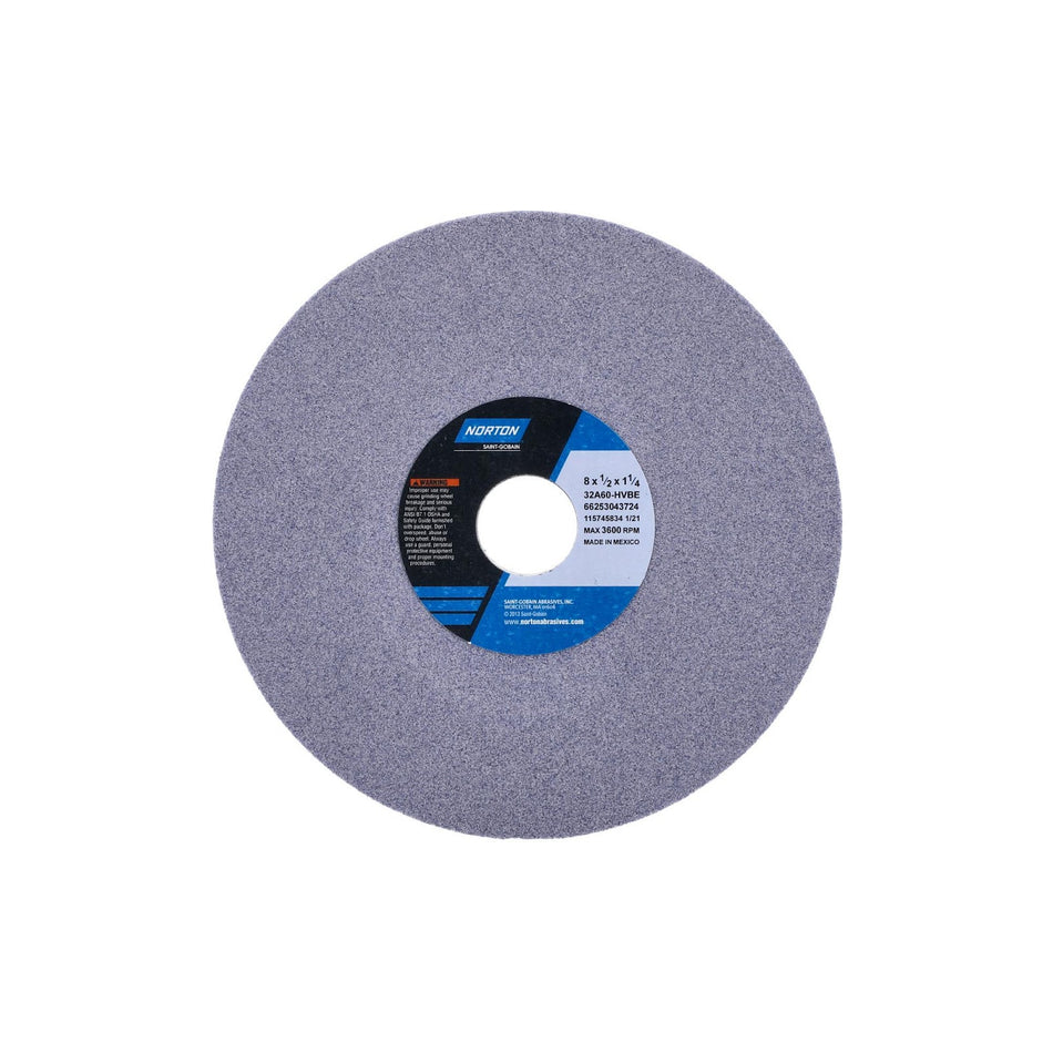 Norton 8 x 1/2 x 1-1/4 In. Toolroom Wheel >4 in 32A 60 H VBE Type 01