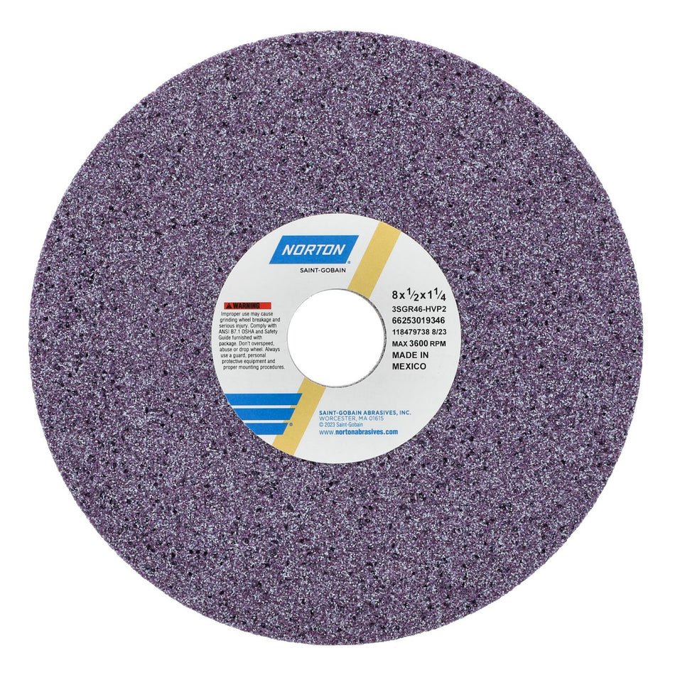 Norton 8 x 1/2 x 1-1/4 in SG Type 01 Toolroom Wheel 3SGR 46 H VP2