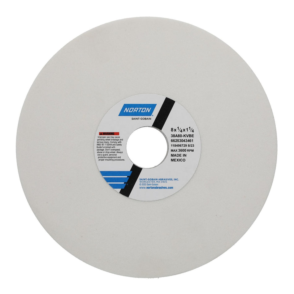 Norton 8 x 1/4 x 1-1/4 in Type 01 Toolroom Wheel 38A 80 K VBE