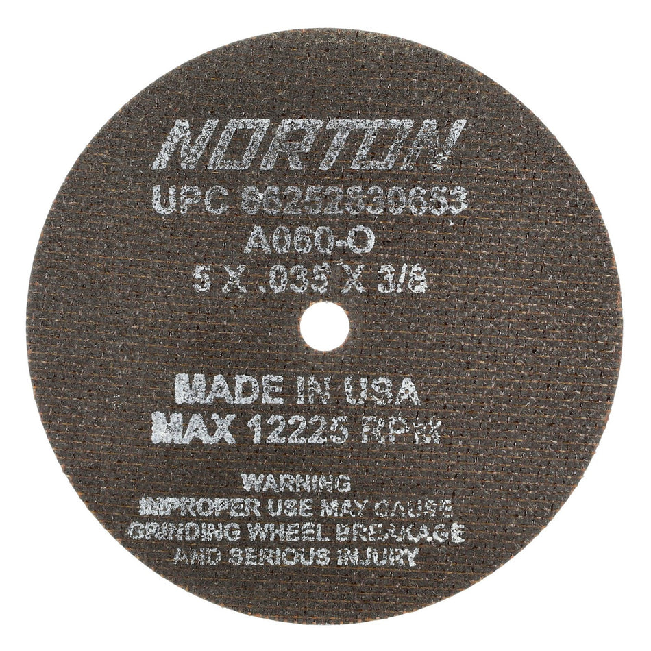 Norton 5 x 0.035 in Norbide Type 41 Cut-Off Wheel AO 60 Grit O, 25-Pack