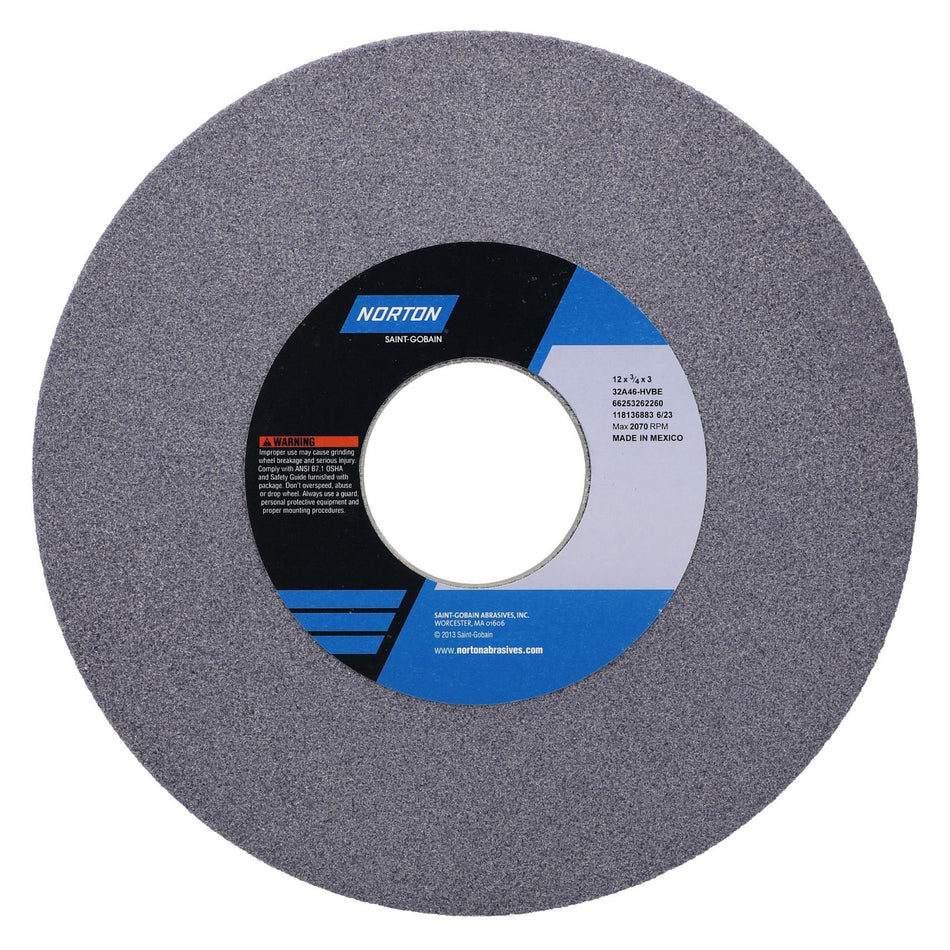 Norton 12 x 3/4 x 3 in Type 01 Toolroom Wheel 32A 46 H VBE