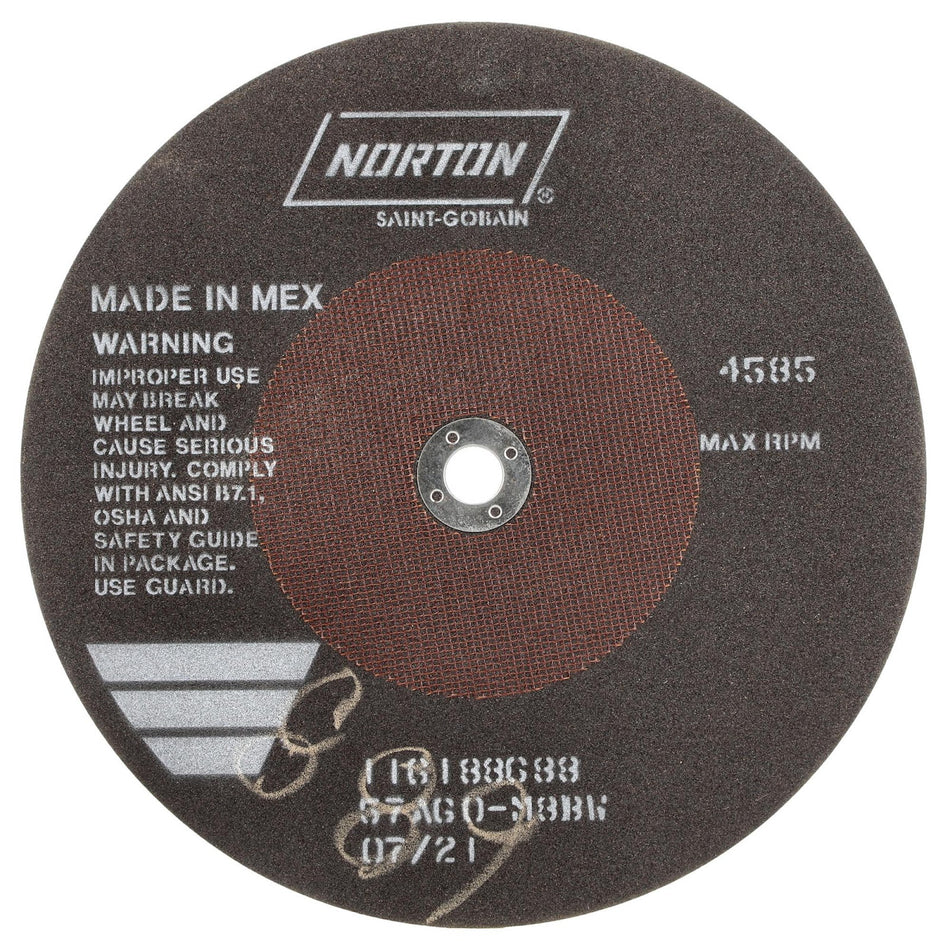 Norton 10 x 3/32 x 5/8 in B Type 41 Non-Reinforced Cut-Off Wheel AO 60 Grit M BW, 25-Pack