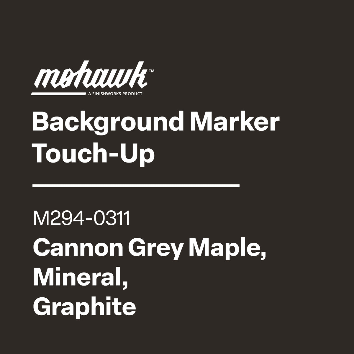 Mohawk Background Marker Touch-Up label with product details on a black background