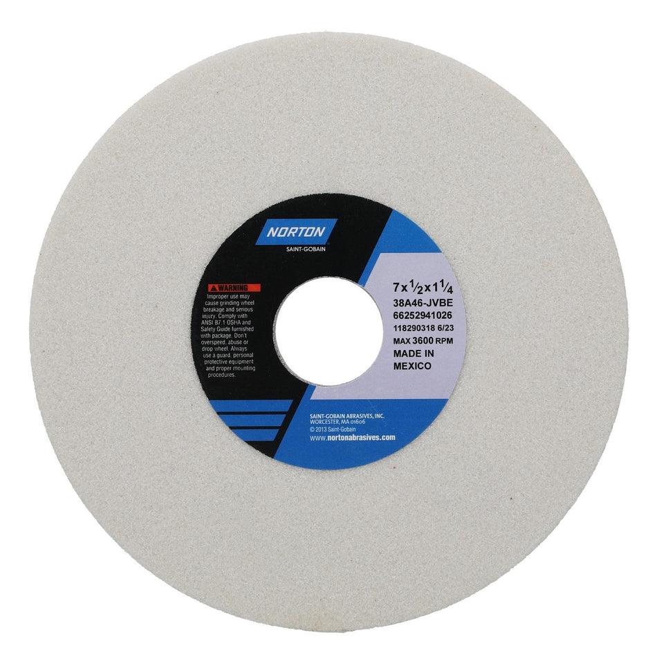 Norton 7 x 1/2 x 1-1/4 in Type 01 Toolroom Wheel 38A 46 J VBE