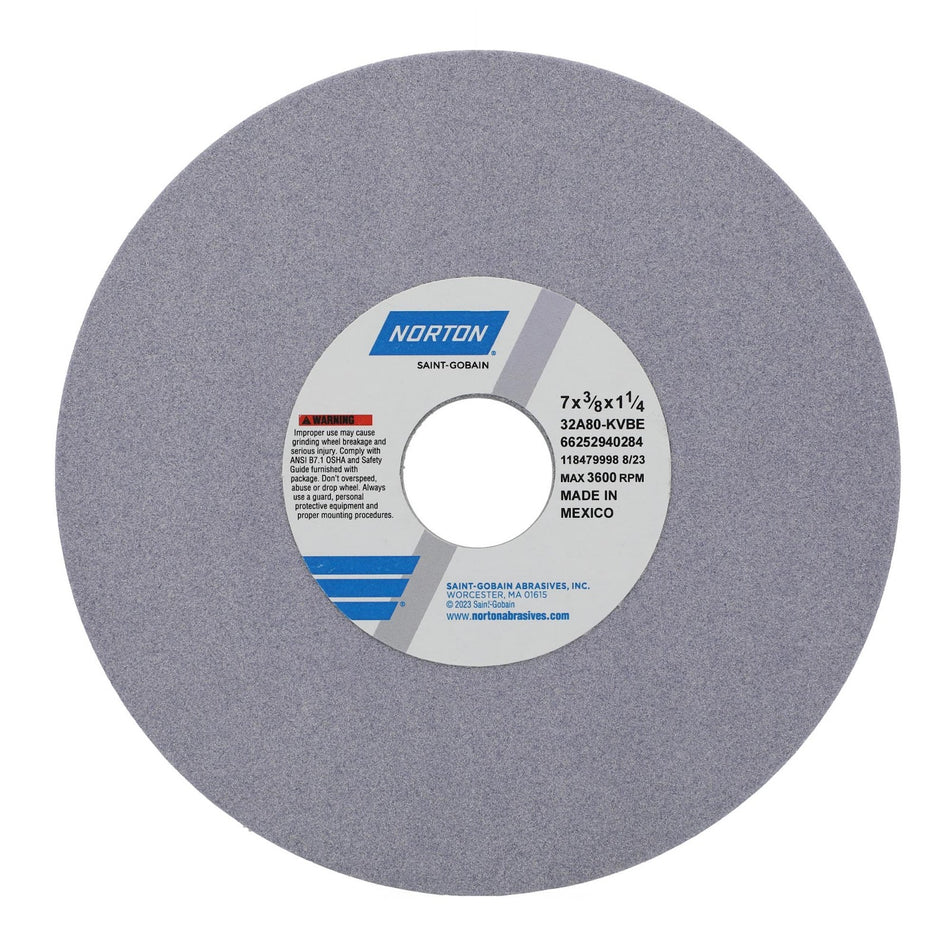 Norton 7 x 3/8 x 1-1/4 in Type 01 Toolroom Wheel 32A 80 K VBE
