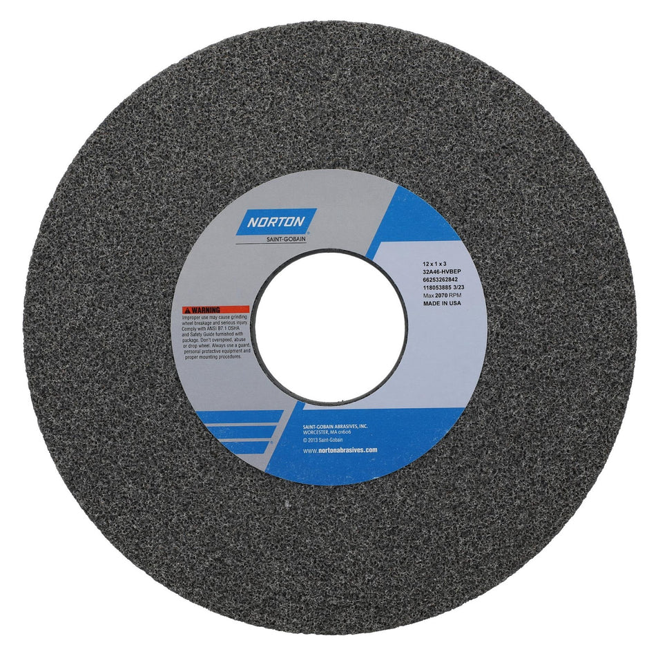 Norton 12 x 1 x 3 in Type 01 Toolroom Wheel 32A 46 H VBEP