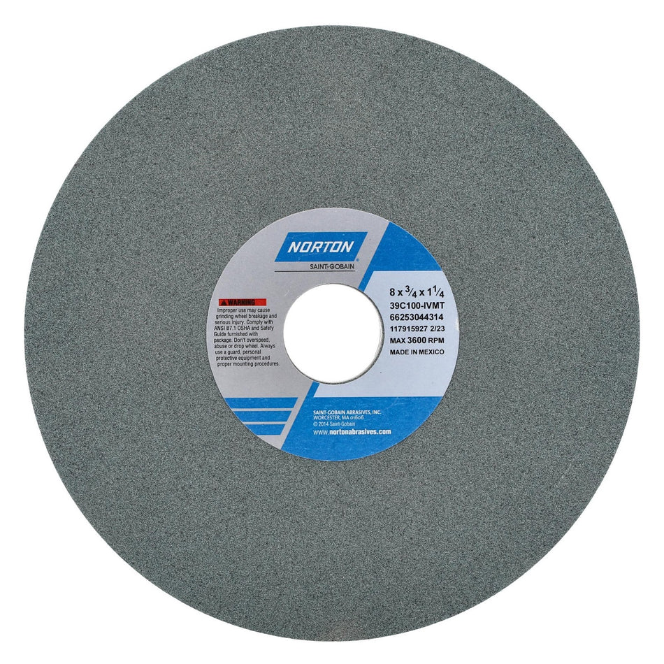 Norton 8 x 3/4 x 1-1/4 in Type 01 Toolroom Wheel 39C 100 J VMT