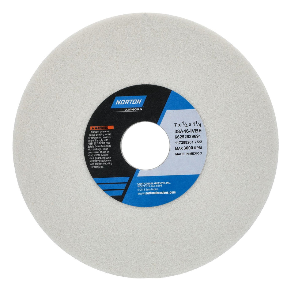 Norton 7 x 1/4 x 1-1/4 in Type 01 Toolroom Wheel 38A 46 I VBE