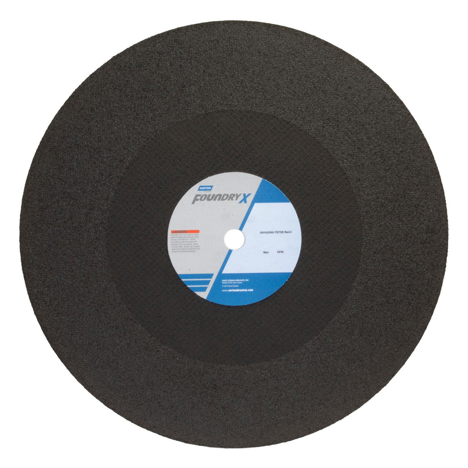 Norton 20 x 3/16 x 1 in Foundry X BlueFire Type 01 Reinforced Cut-Off Wheel ZA 20 Grit Y B97B, 10-Pack