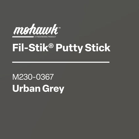 Mohawk Fil-Stik Putty Stick label for Urban Grey on a dark gray background
