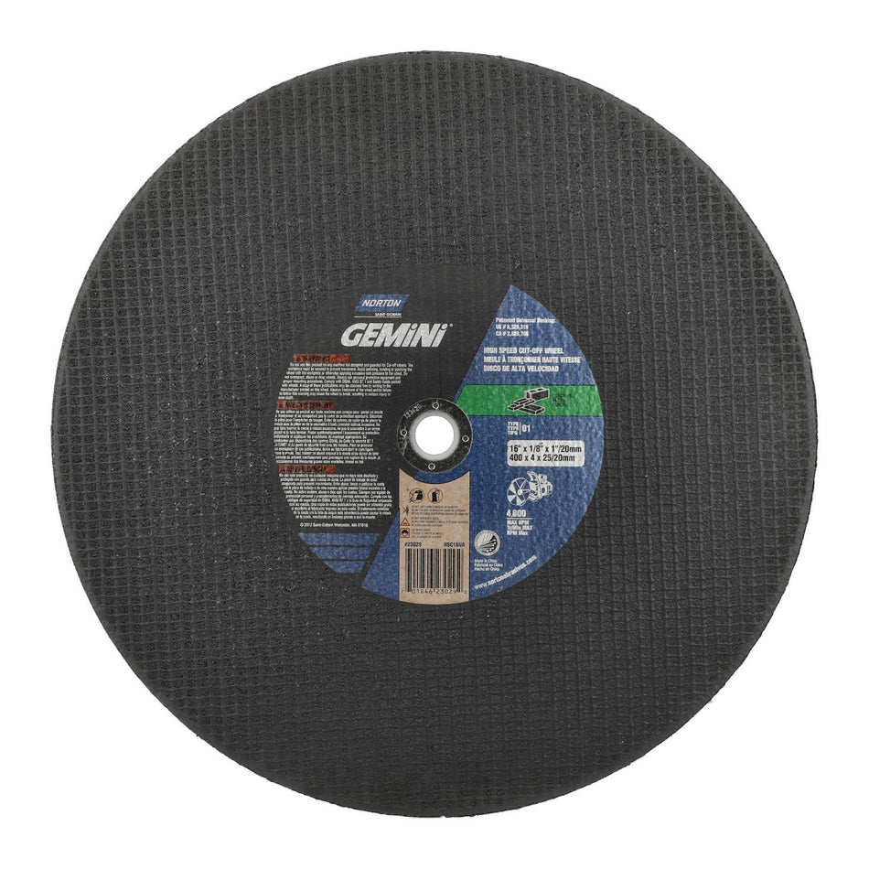 Norton 16 x 1/8 in Gemini Type 41 Cut-Off Wheel SC 36 Grit V, 10-Pack