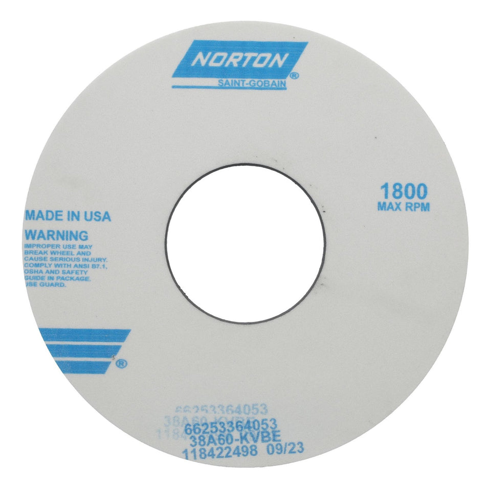 Norton 14 x 1 x 5 in Type 01 Toolroom Wheel 38A 60 K VBE