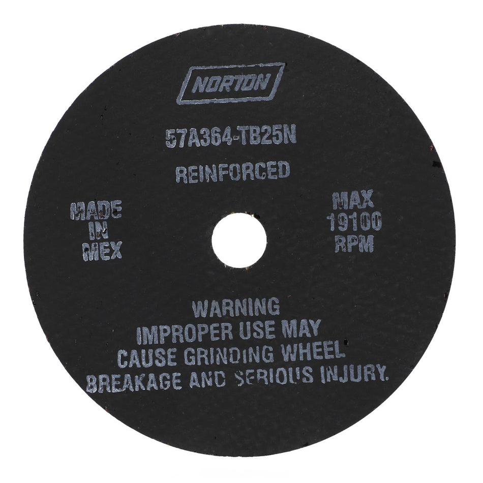 Norton 4 x 1/16 x 1/2 in Type 41 Reinforced Cut-Off Wheel AO 36 Grit T B25N, 25-Pack