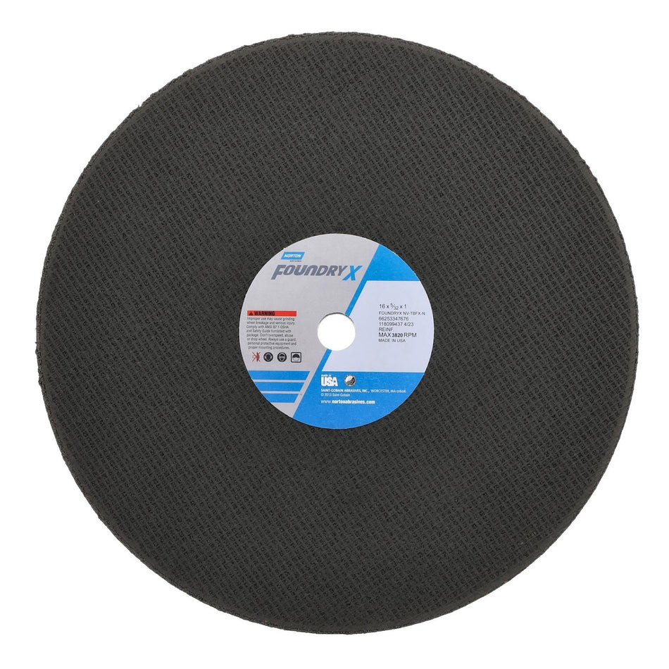 Norton 16 x 5/32 x 1 in Foundry X BlueFire Type 01 Reinforced Cut-Off Wheel ZA 20 Grit T B75N, 10-Pack