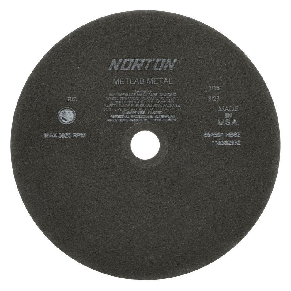Norton 12 x 1/16 x 1-1/4 in MetLab Type 41 Non-Reinforced Cut-Off Wheel AO 90 Grit H B82, 5-Pack